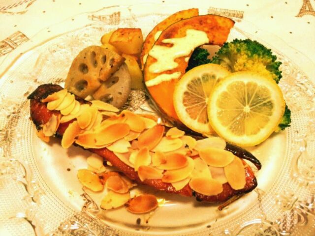 ピロさんレシピ☆サーモンのオーブン焼き たまり醤油風味 & 焼き野菜