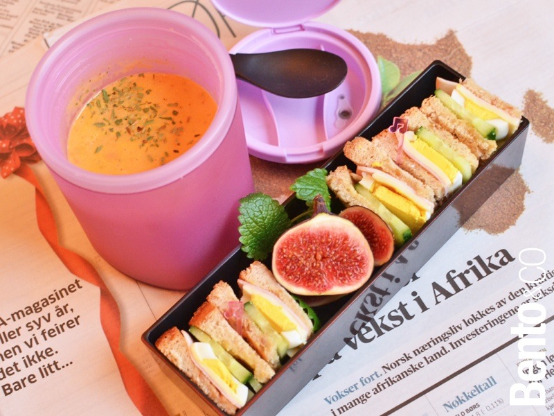 Soup and sandwich bento lunch