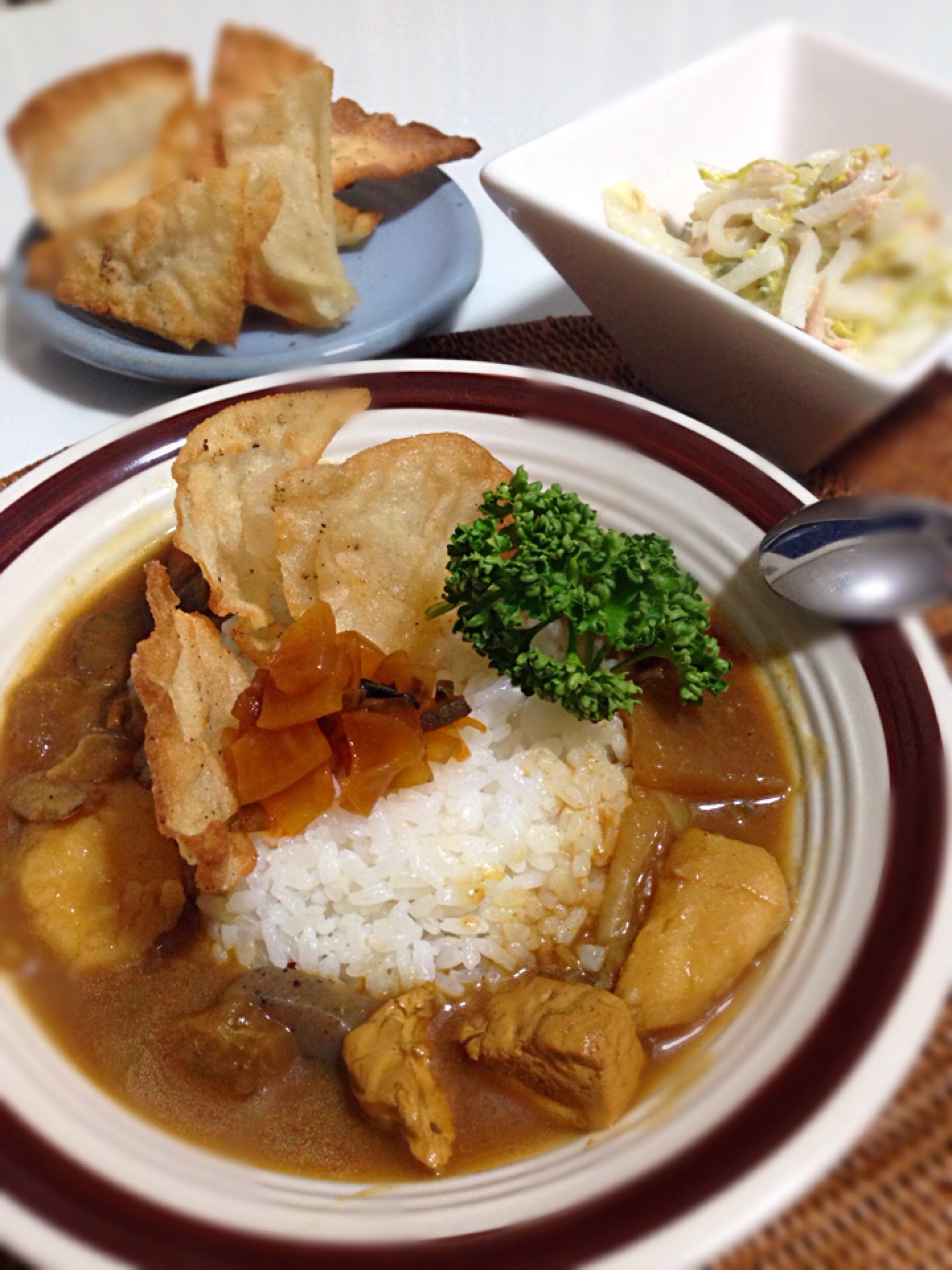 旦那サン晩ゴハン けんちんカレーライス 刺さってるのはシュウマイの皮です コメ間違えました Non Snapdish スナップディッシュ Id Fn4hza