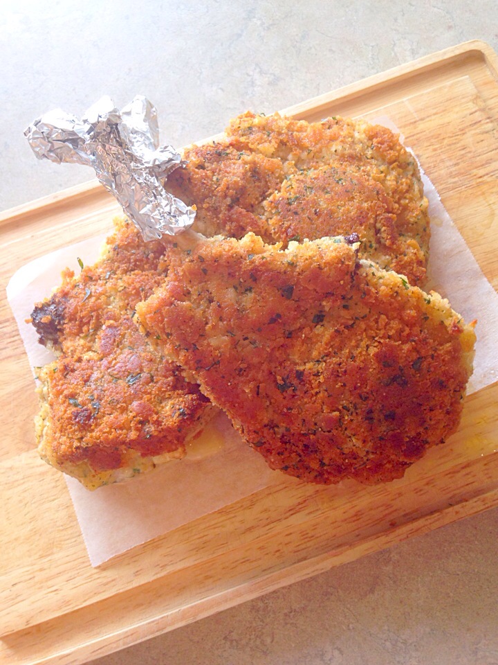 Herb crumbed pork cutlet stuffed with cheese sage and bacon/Chrisy Hill ...