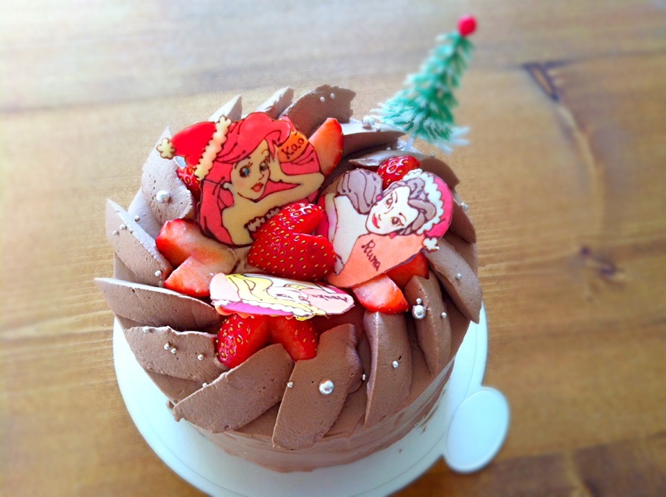 長女ちゃんとお友だちのクリスマスケーキ ディズニープリンセス 2013