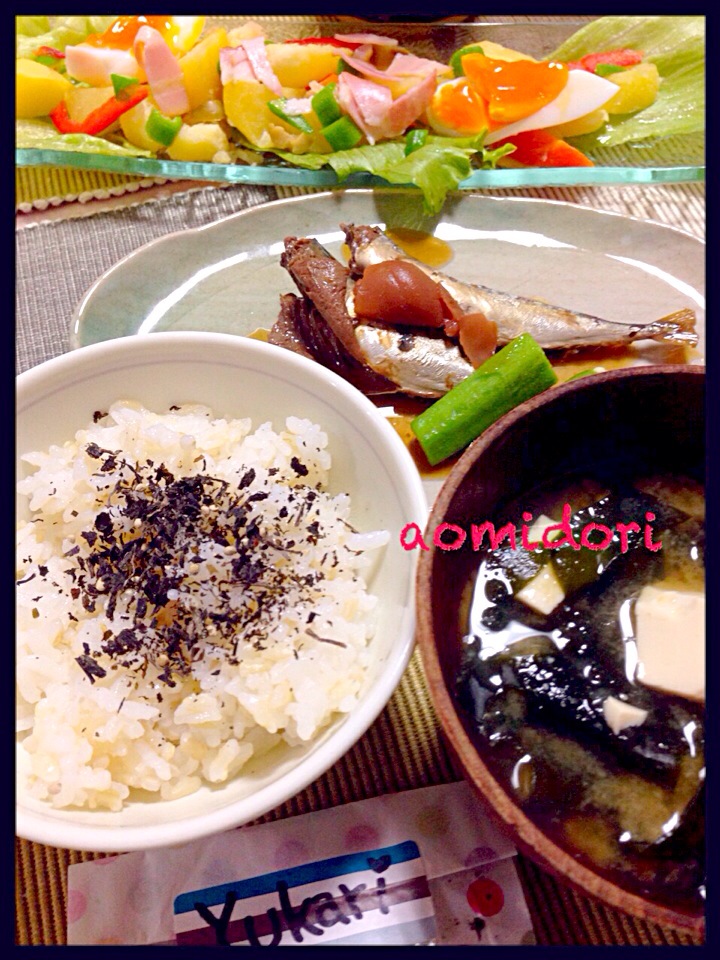 Miekoさん手作りのゆかりでごはん 自分で釣った鯖の梅煮夏休みの昼ごはん Noriko Snapdish スナップディッシュ Id Ssecfa