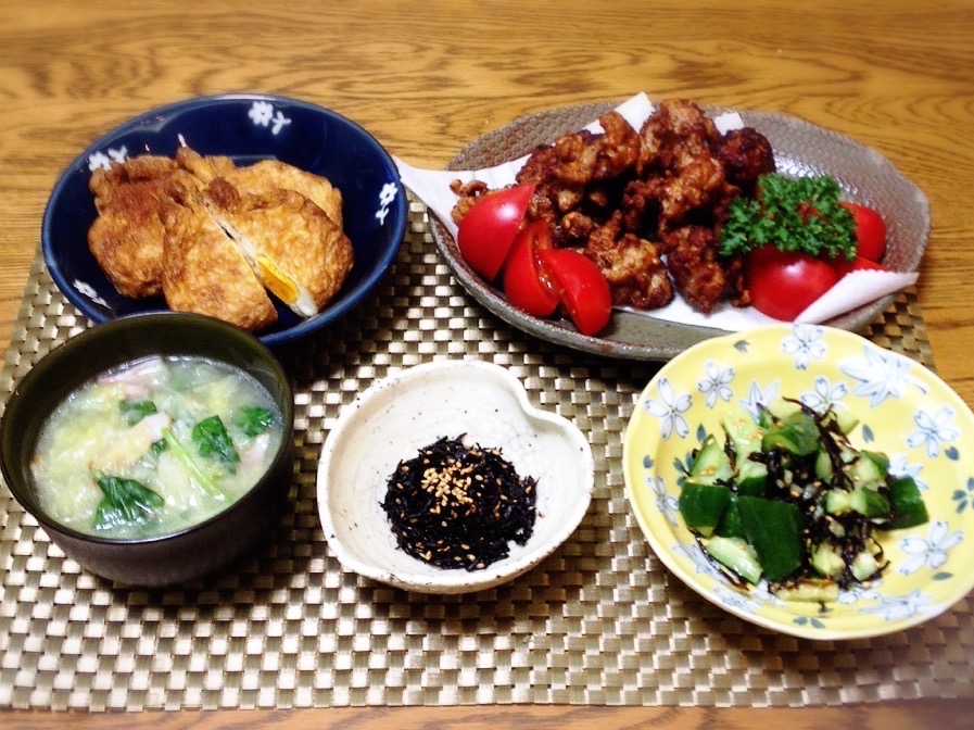 あぶ玉 豚天 叩きキュウリの塩昆布和え しそひじきふりかけ 春キャベツのポトフ 美也子 Snapdish スナップディッシュ Id N9508a