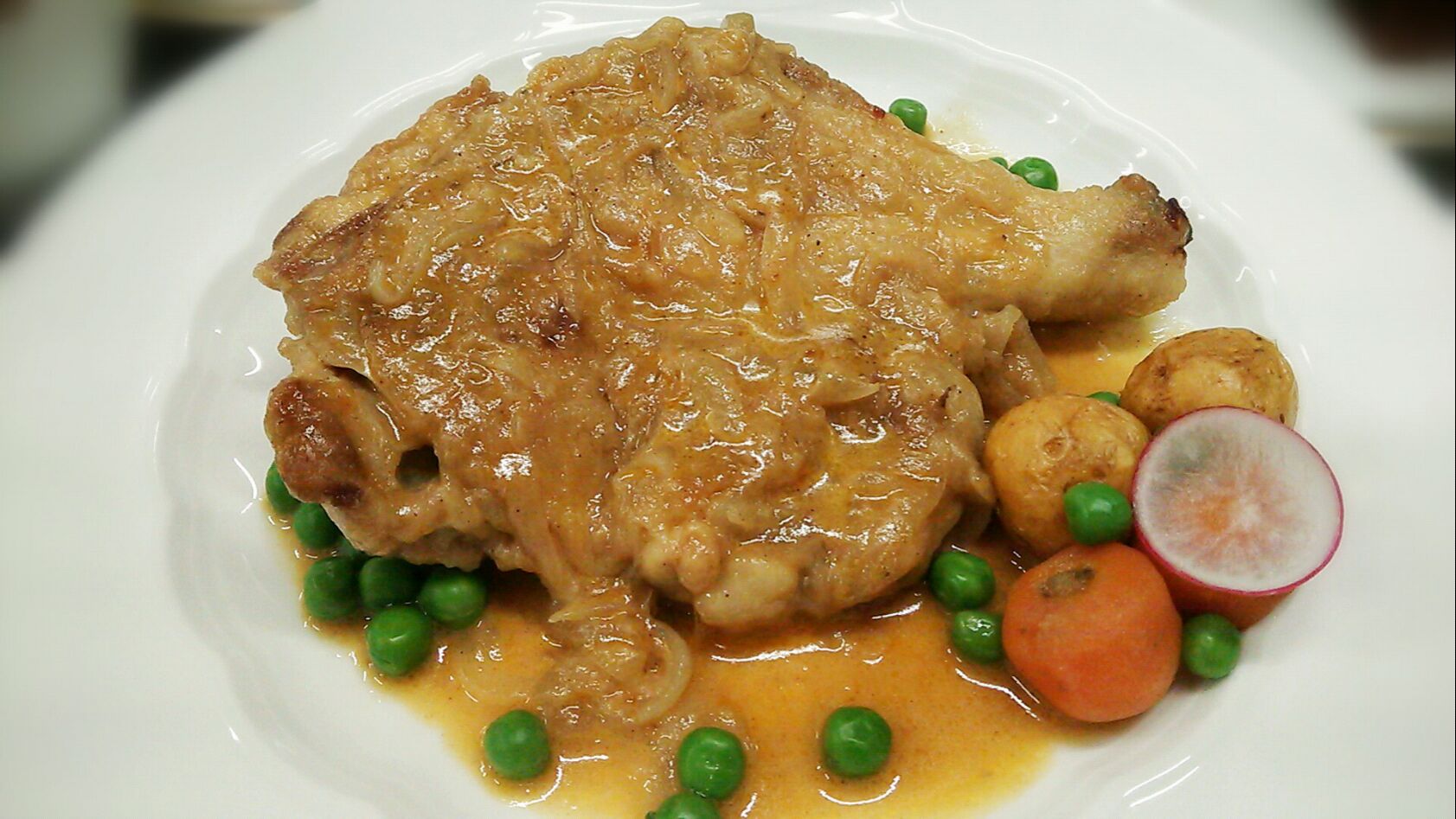 今日は、フランス料理の古典Poulet à la Stanley！
鶏もも肉のスタンリー風
