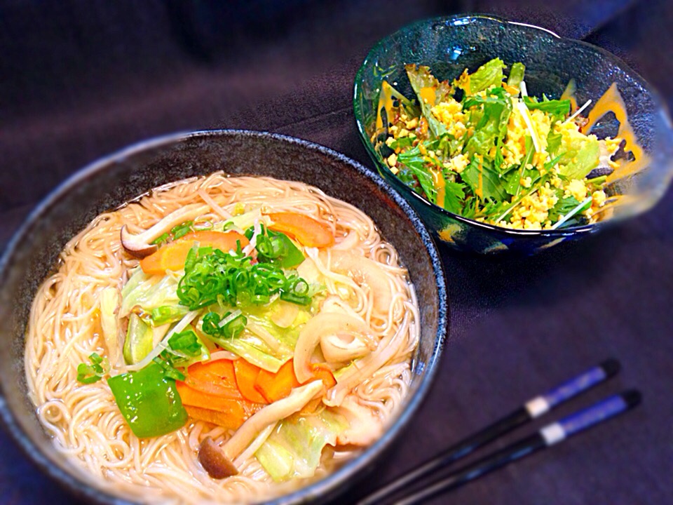 ランチめし献立 チャンポンにゅうめん と水菜といり玉子のサラダ 佐藤 周生 Snapdish スナップディッシュ Id Ufhkya