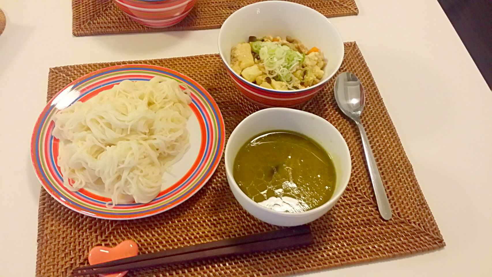 今日の夕食 無印のグリーンカレー そうめん いり豆腐 Pinknari Snapdish スナップディッシュ Id Lu58ga