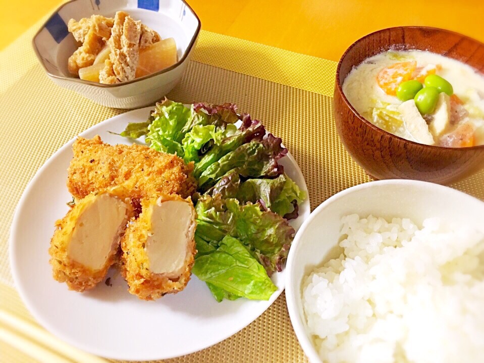 豚バラカツ豆腐と春雨と豆乳のスープ キスマイブサイク参考大根と油揚げの煮物 Yokko Snapdish スナップディッシュ Id Pu0n5a