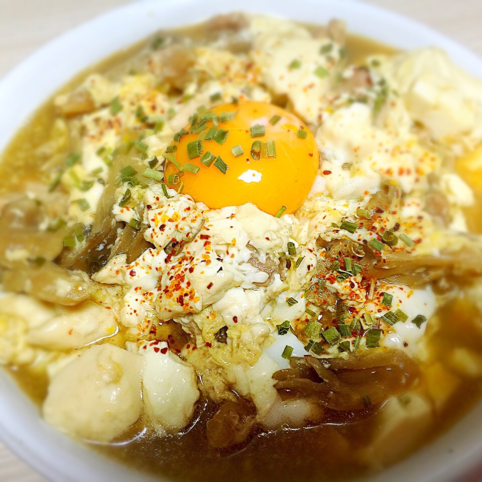 ご飯の代わりに豆腐を敷き詰めた親子丼 食レポ エステオヤジ 高石 Snapdish スナップディッシュ Id F9d0za