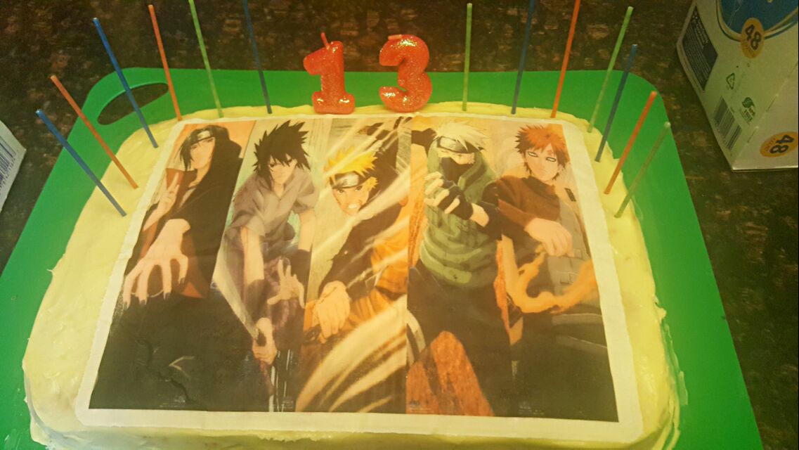 daughters 13 lemon naruto birthday cake with sparkler candles