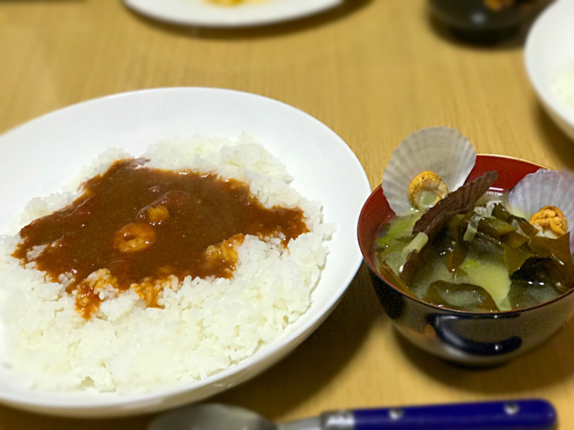 トマトカレー 小ホタテとワカメのお味噌汁 ゆみか Snapdish スナップディッシュ Id 0k0vxa