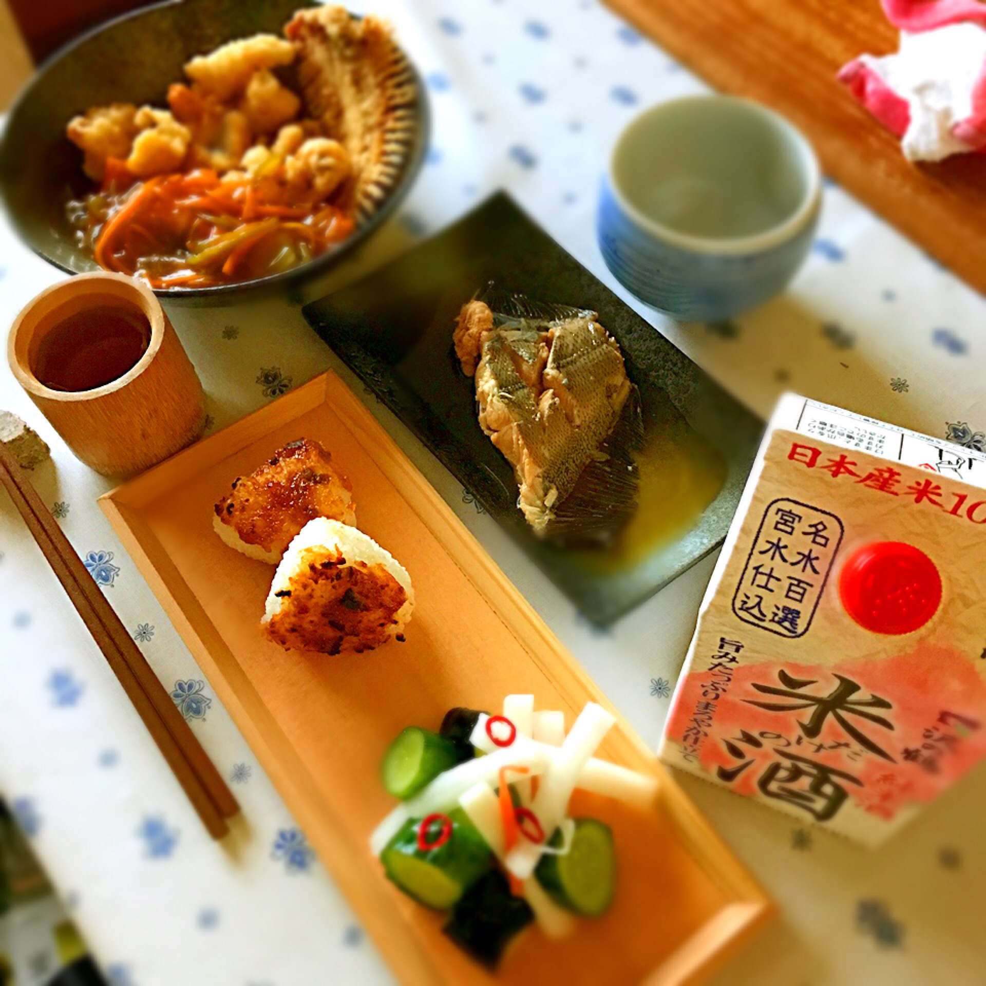 晩御飯
日本酒と魚