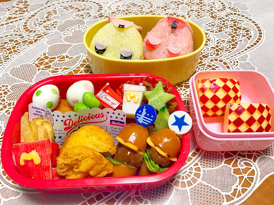 マックデコ弁 キャラ弁デコ弁 マクドナルド リュック 遠足のお弁当