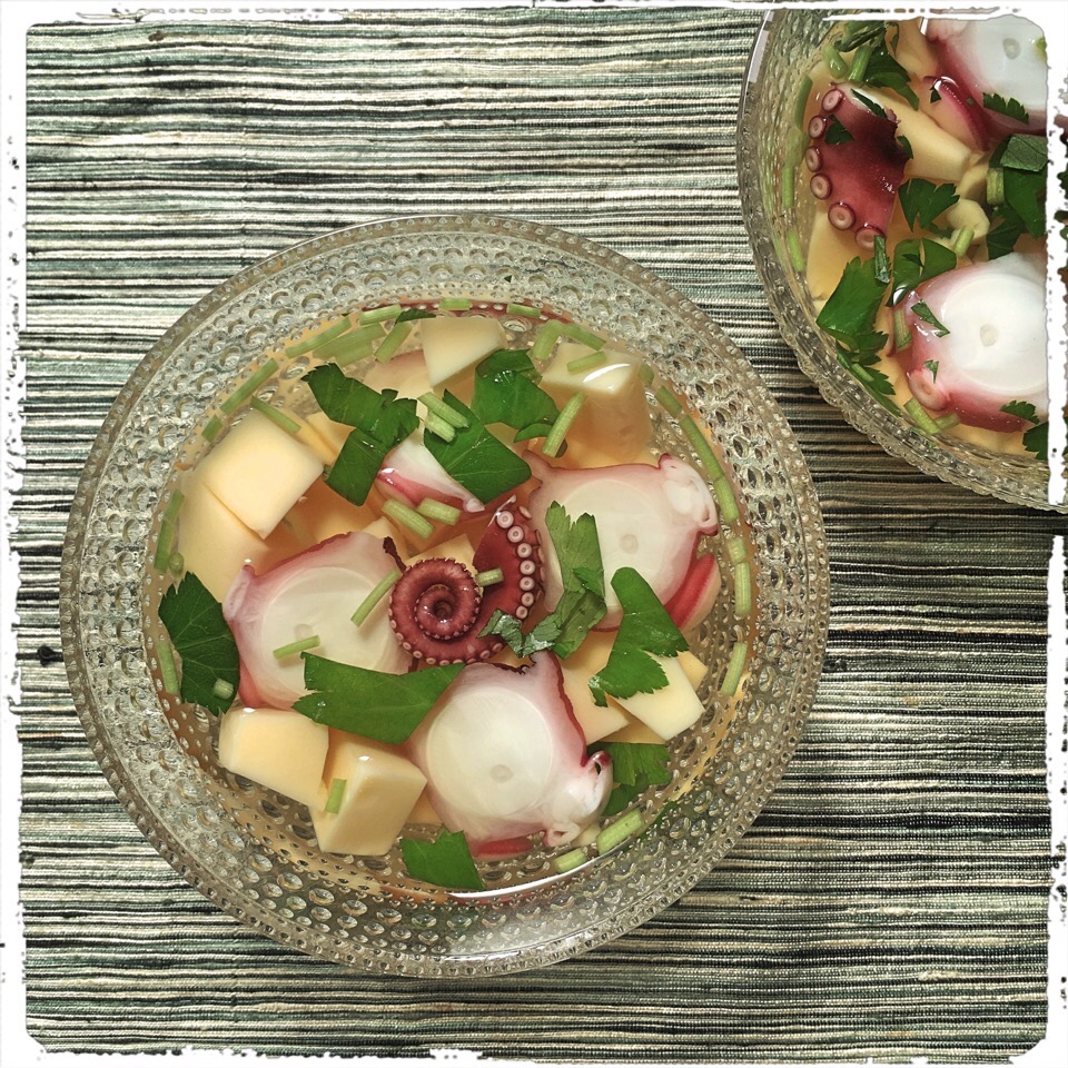 明石 焼き レシピ つけ 汁 食べ物の写真