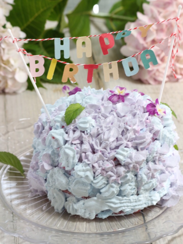 紫陽花ケーキでハッピーバースデー身体に優しいマクロビケーキマクロビお誕生日ケーキ 身体に優しい Chie Snapdish スナップディッシュ Id Uknqia
