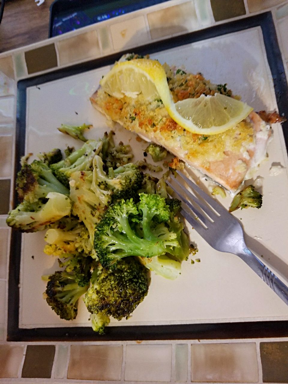 Parmesean Crusted Salmon with Broccoli