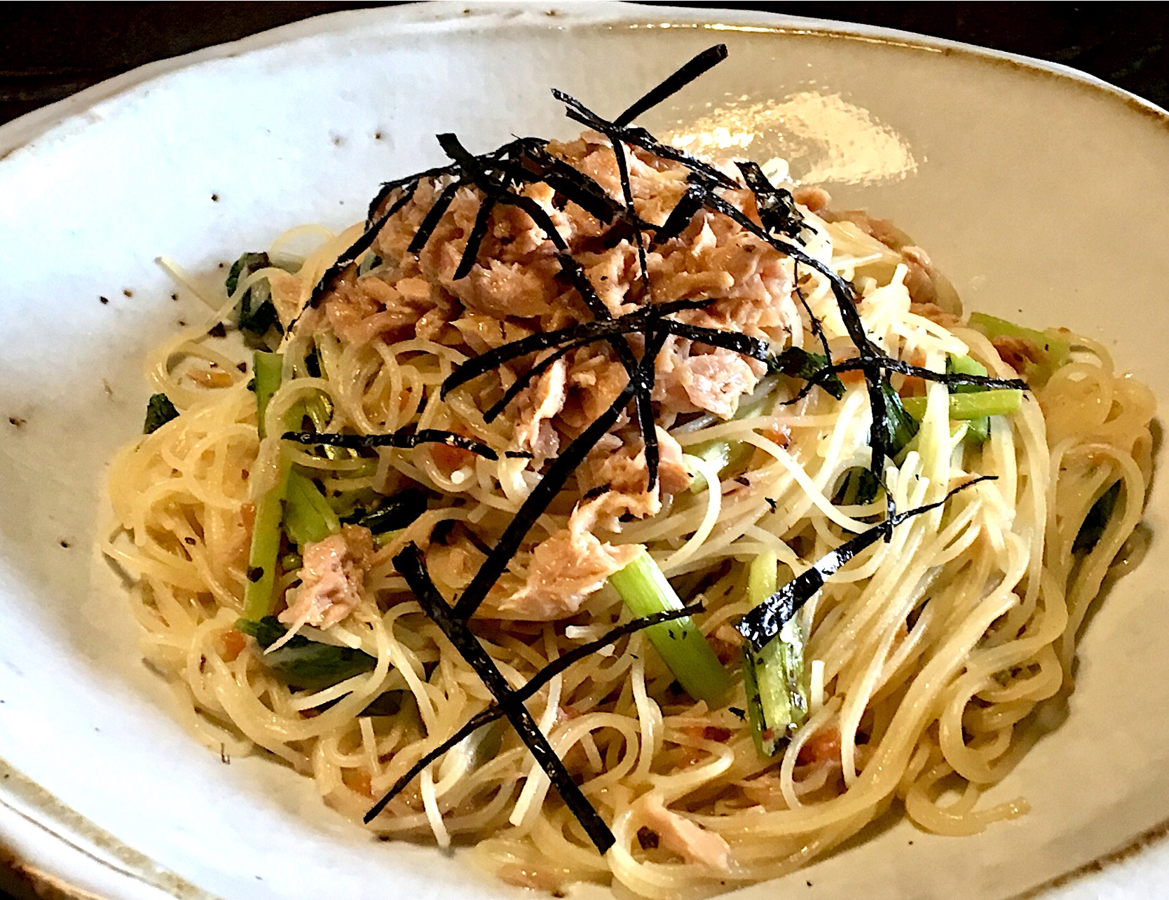 ツナ 小松菜の梅味パスタ麺好き男のランチ Mottomo Snapdish スナップディッシュ Id Kd9xja