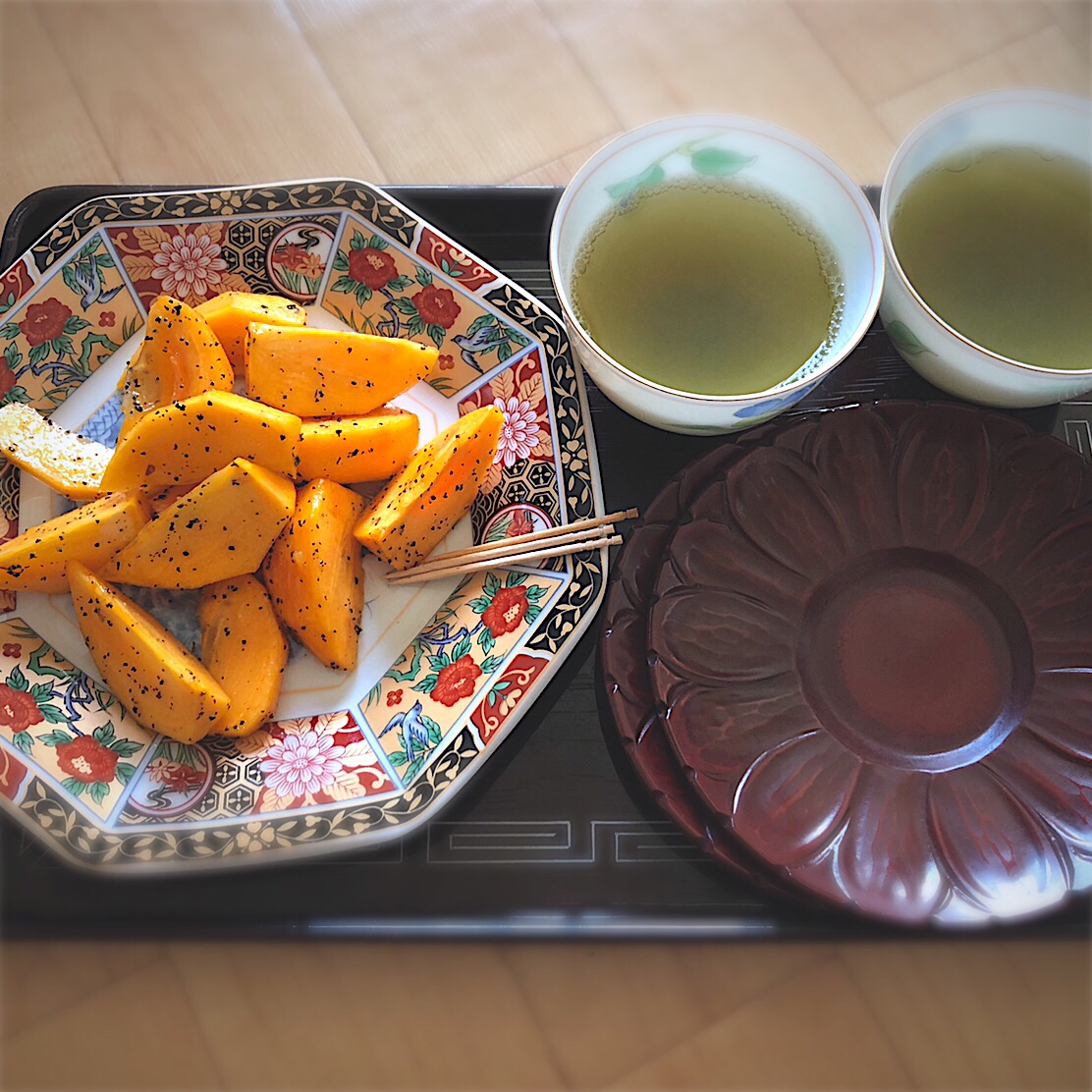 おさんどんさんの料理 10 24朝食 朝ごはん柿のアールグレイマリネ メープルフレーキー 佐野未起 Snapdish スナップディッシュ Id Aftema