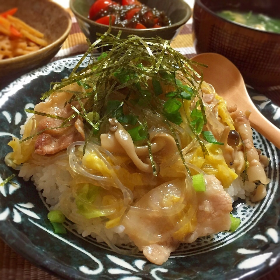 めんつゆで 豚バラと白菜と春雨のとろみ丼 Konomi 619 Snapdish スナップディッシュ Id Rgb84a