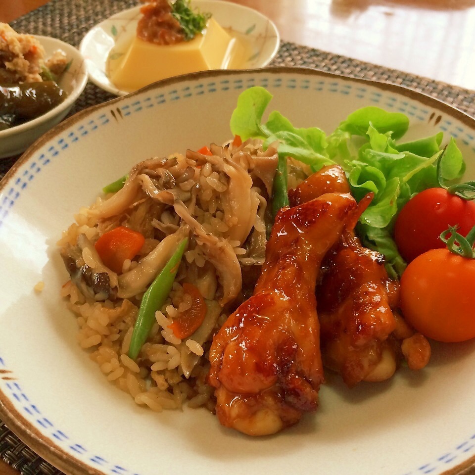 炊飯器で一気に2品 舞茸ご飯と手羽元の生姜焼き かおちゃん Snapdish スナップディッシュ Id Wp0nta