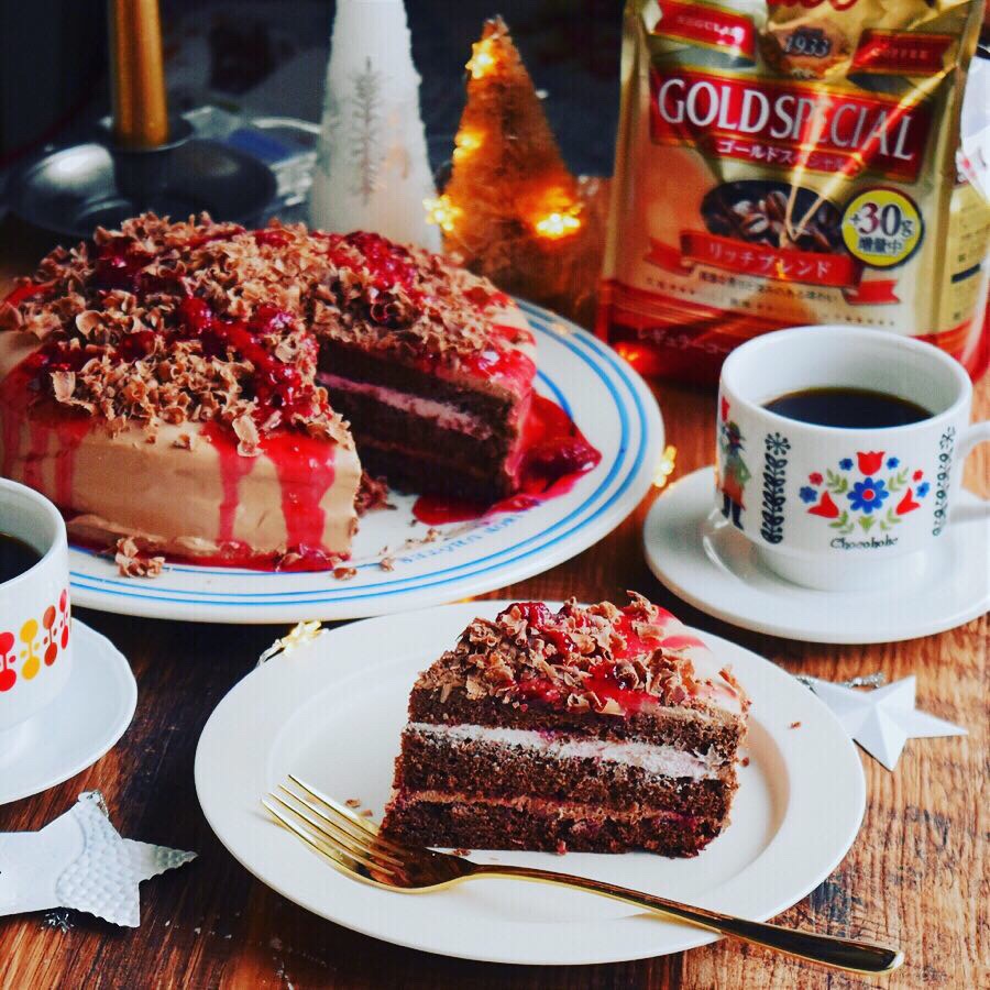 ラズベリーなダークチョコレートケーキで コーヒーマリアージュのクリスマス ふじたかなの いつも美味しい もの探し ふじたかな Snapdish スナップディッシュ Id Ucwsfa