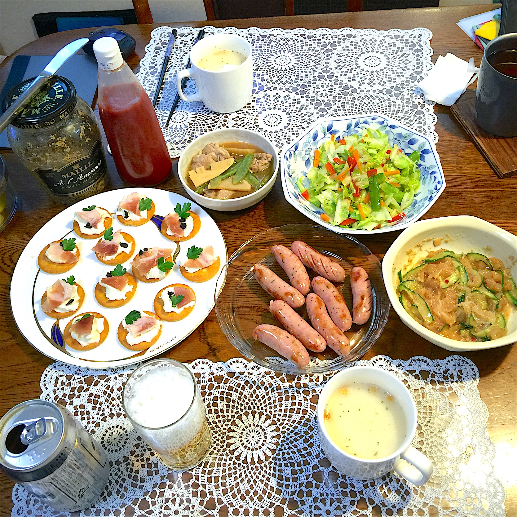 ソーセージ 野菜炒め カナッペ筍煮物 中華クラゲ ビール Yakinasu Snapdish スナップディッシュ Id Y5kl5a