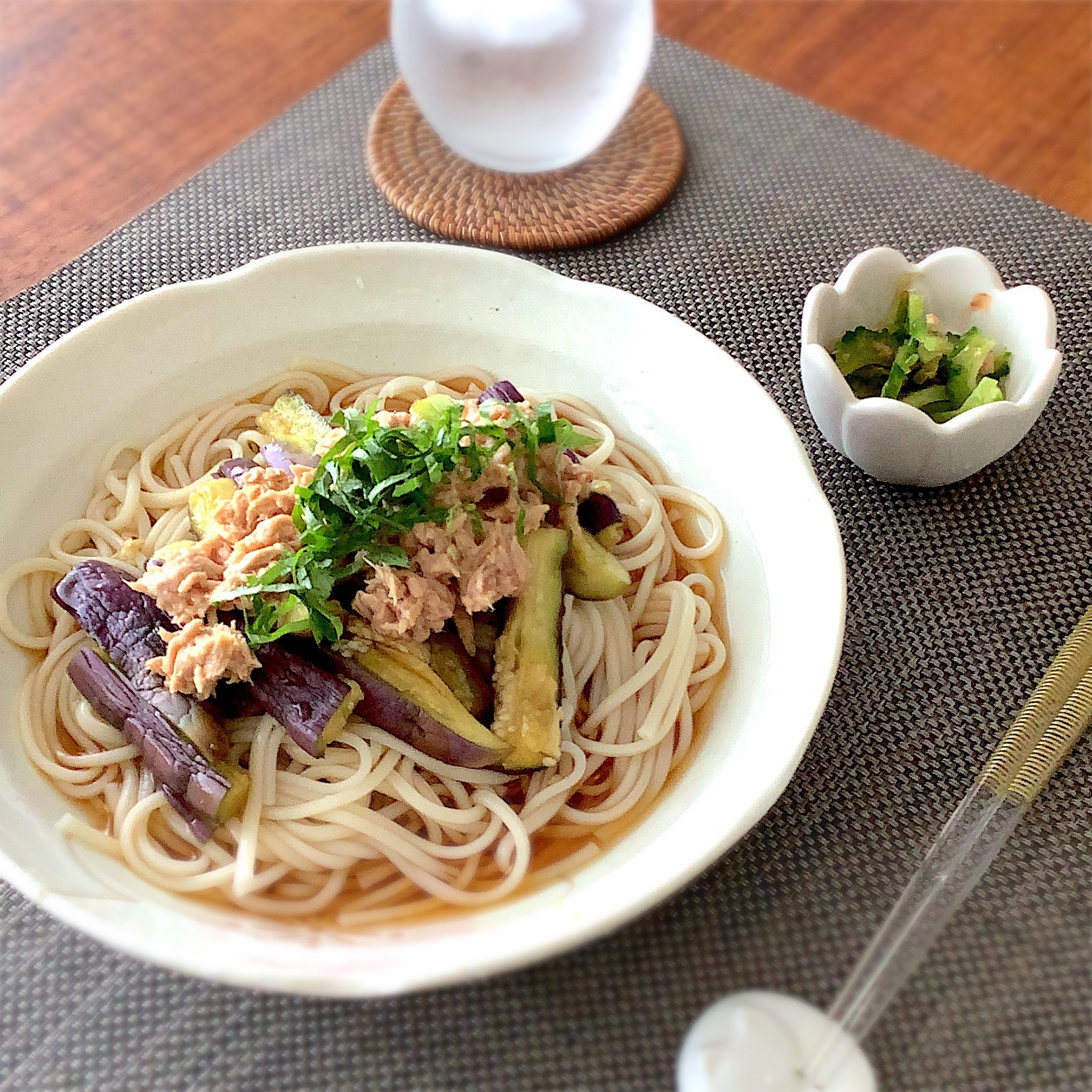 ツナとなすの冷やしうどん ゴーヤ の浅漬け 𓇼 𓇼 Snapdish スナップディッシュ Id 5pflbaa