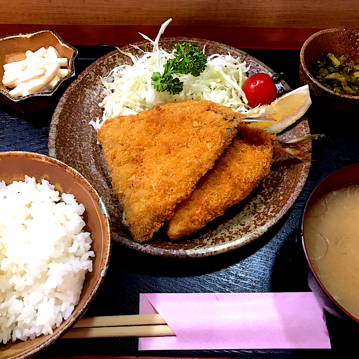 アジフライ定食 豊月 月島 塩豚骨 Snapdish スナップディッシュ Id Riebna