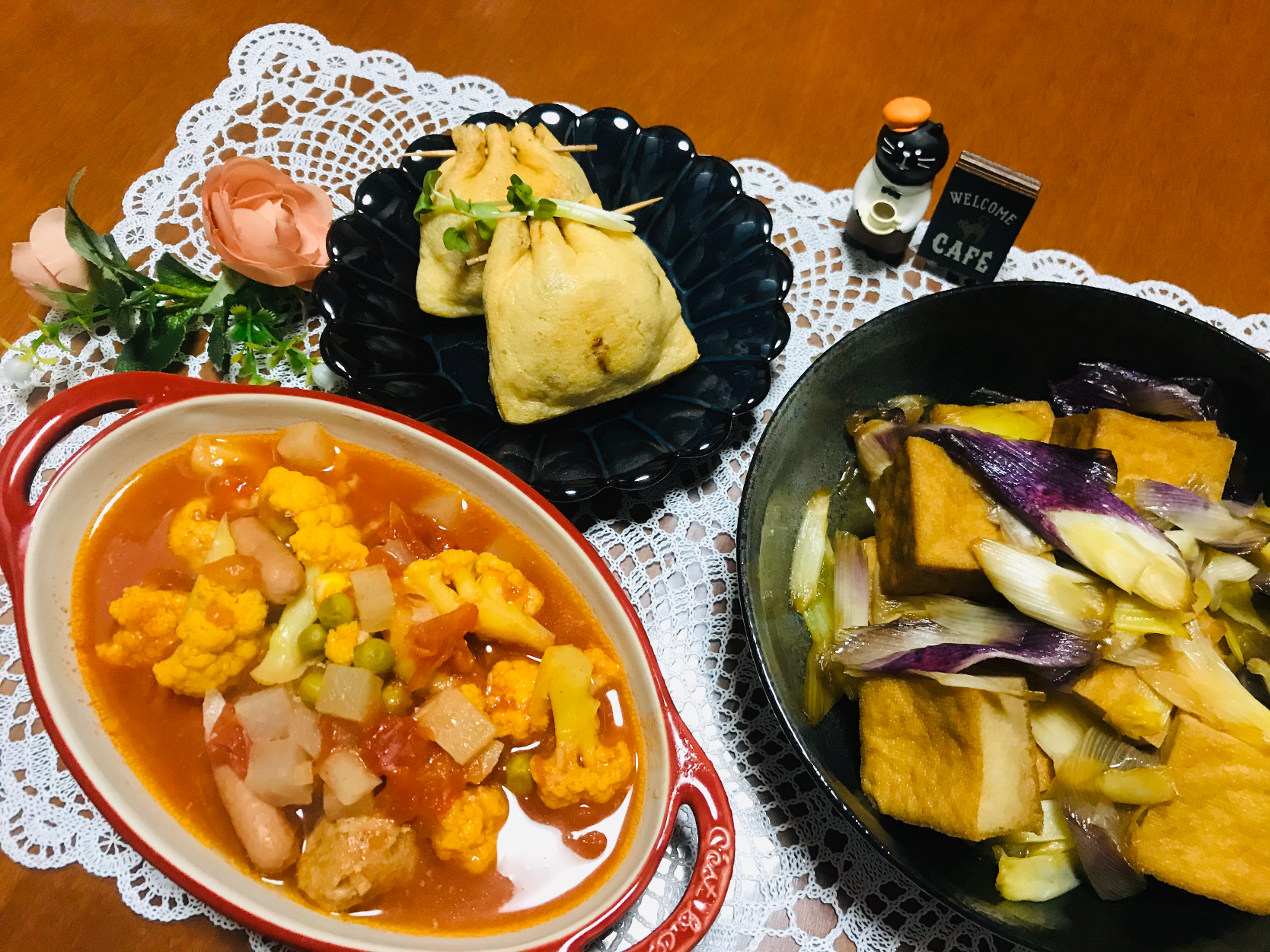 ミネストローネ と 納豆入り油揚げ 揚げ と 厚揚げと赤ネギの煮物 バシュラン Snapdish スナップディッシュ Id Etgdea