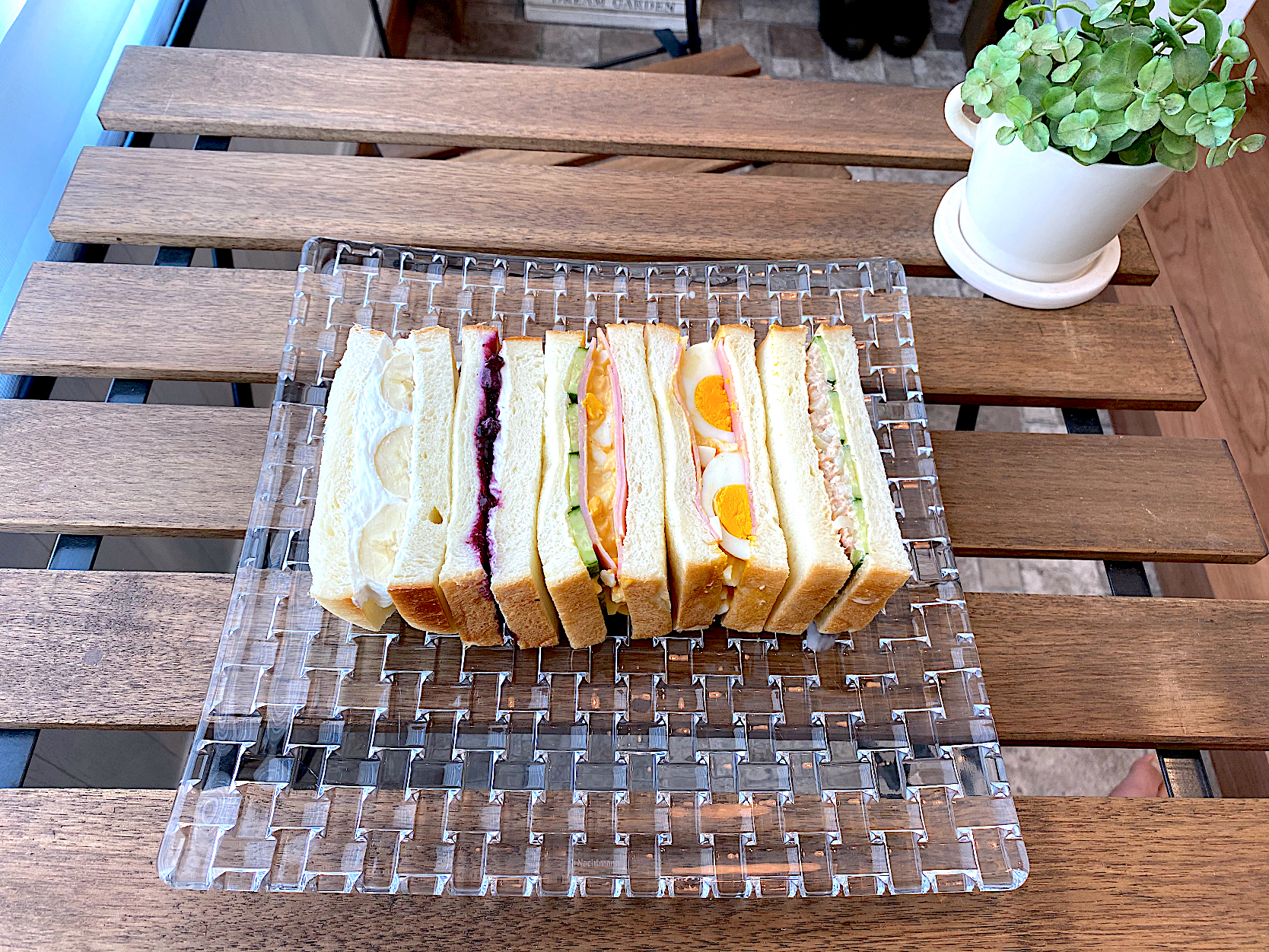 サンドイッチ バナナホイップ ブルーベリークリームチーズ ハム卵胡瓜 ハム卵 ツナマヨ胡瓜 Kae Snapdish スナップディッシュ Id 51acka