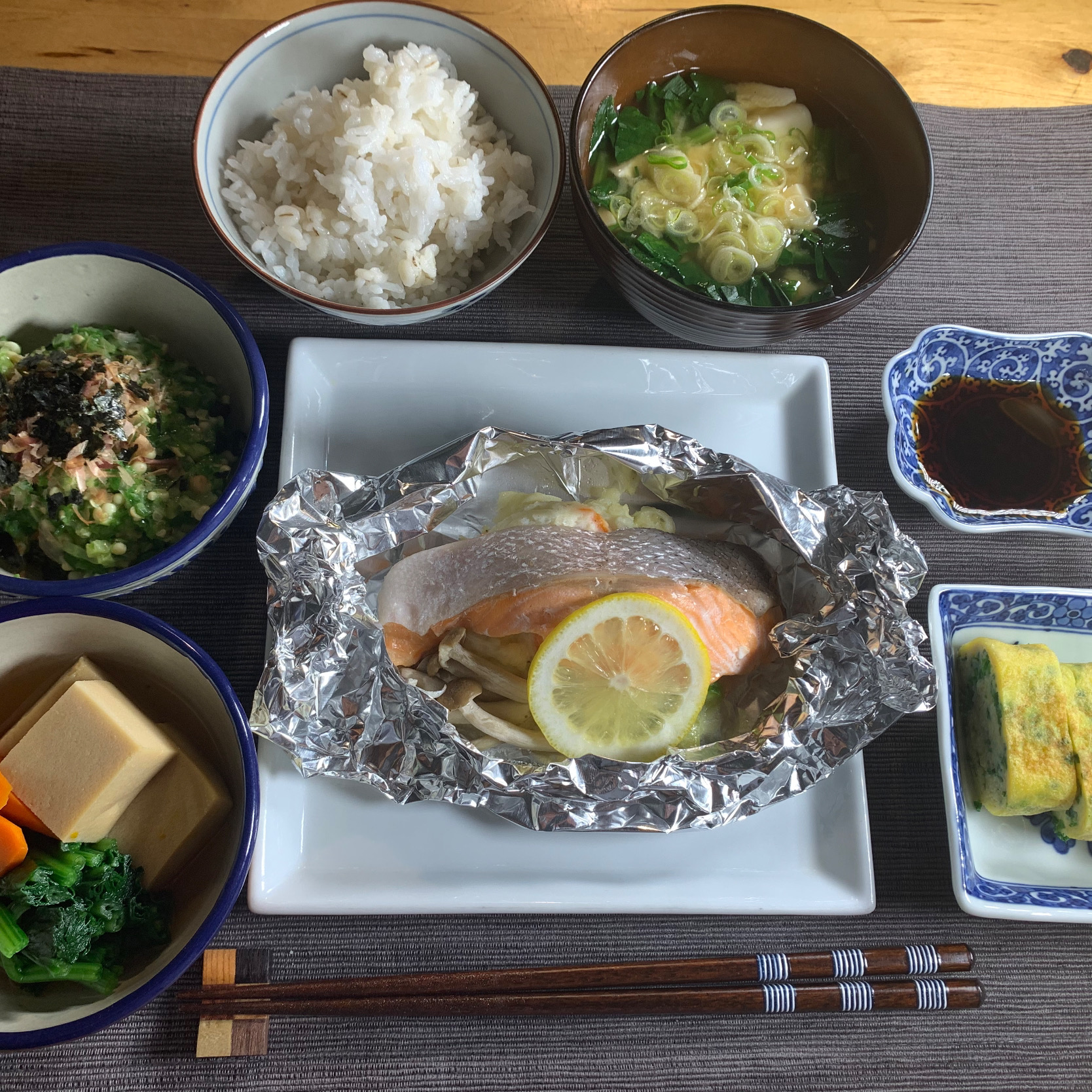 Grilled Salmon & Potato Salad in Foil Packet (鮭とポテサラのホイル焼き)
