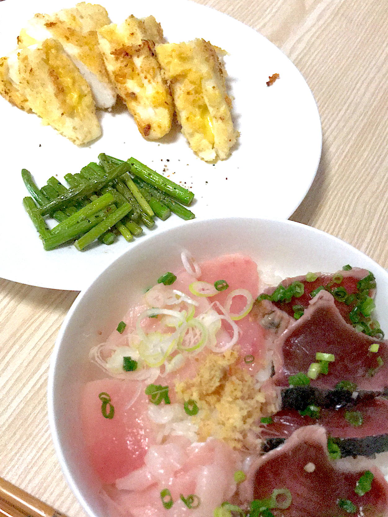 海鮮丼 はんぺんチーズ揚げ ニンニクの芽の素揚げ のあママ Snapdish スナップディッシュ Id Yuhiva