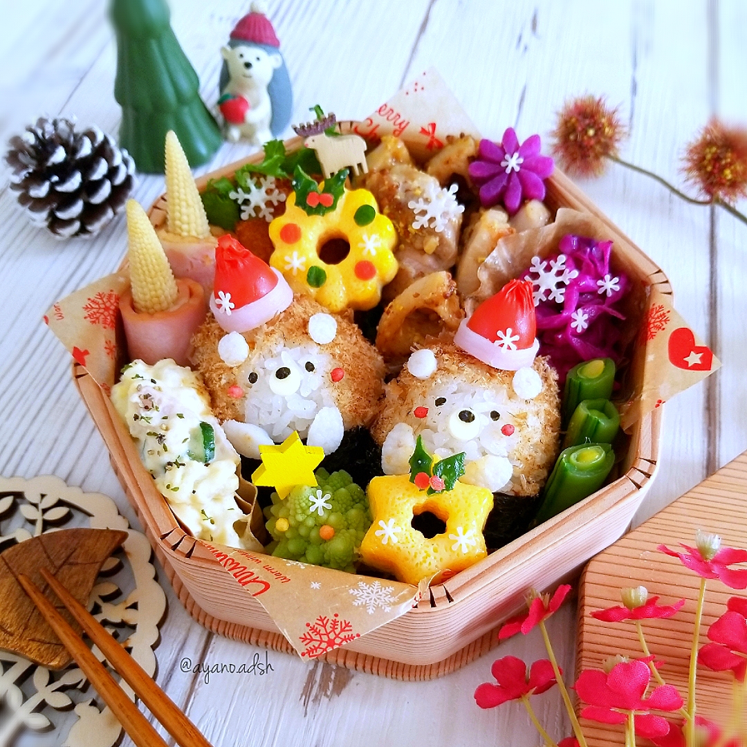 ハリネズミおにぎりと蒸したまごのクリスマスリースのお弁当 Ayano Adsh Snapdish スナップディッシュ Id Ox5kka