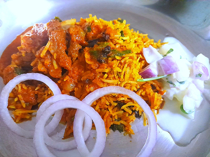 briyani#muttoncurry#salad