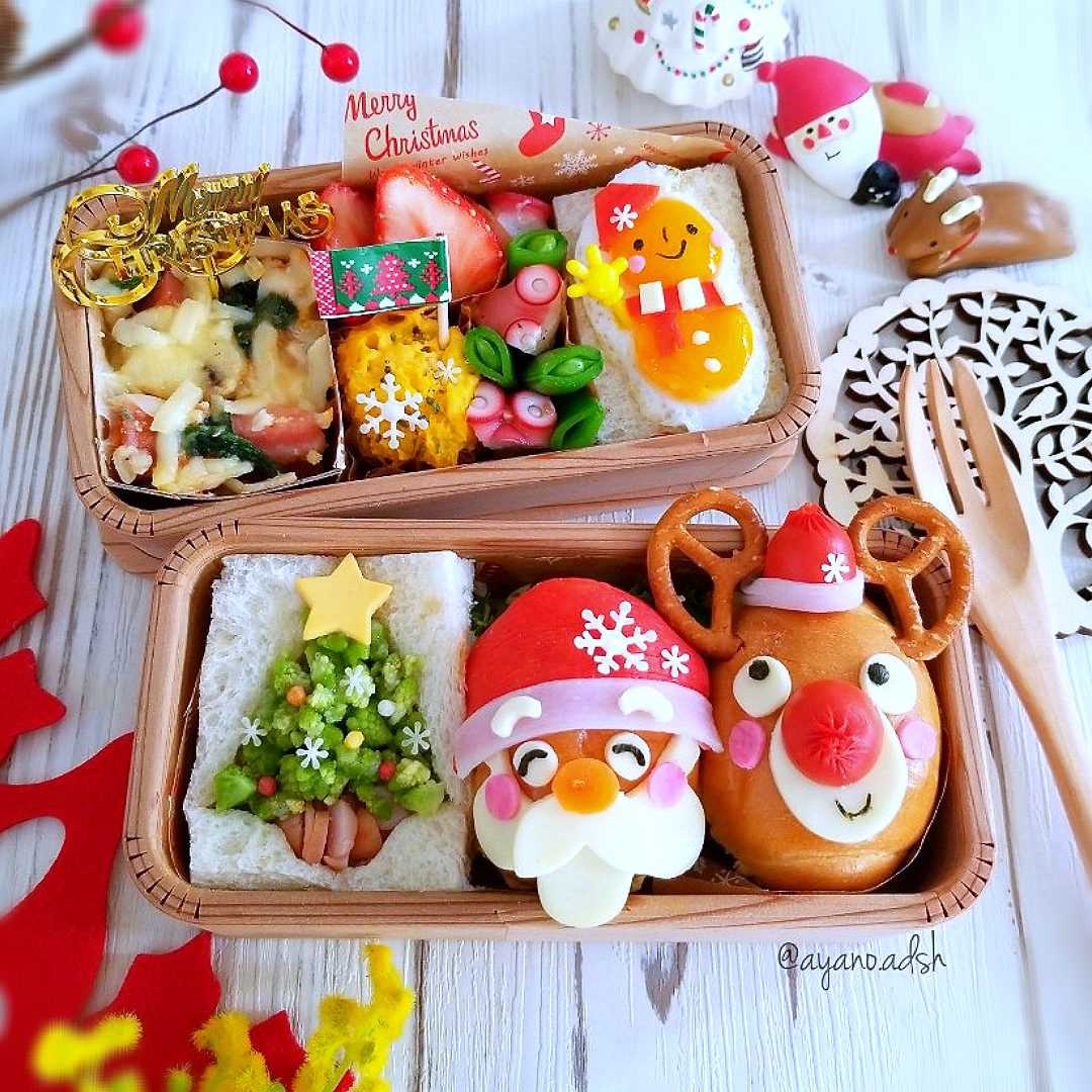 クリスマスロールパンサンドとサンドイッチのお弁当 Ayano Adsh Snapdish スナップディッシュ Id Ubtyaa