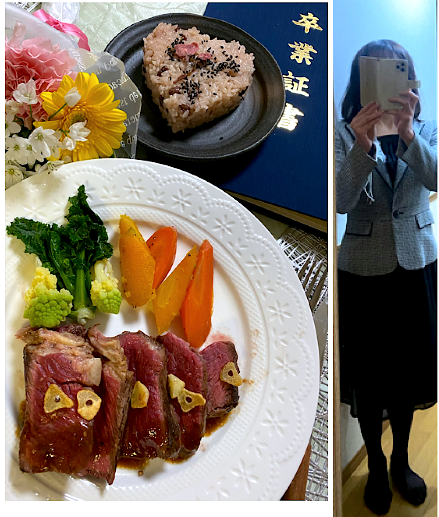 娘の高校の卒業式でしたお赤飯と ステーキでお祝いごはん ぽっち Snapdish スナップディッシュ Id 984rba