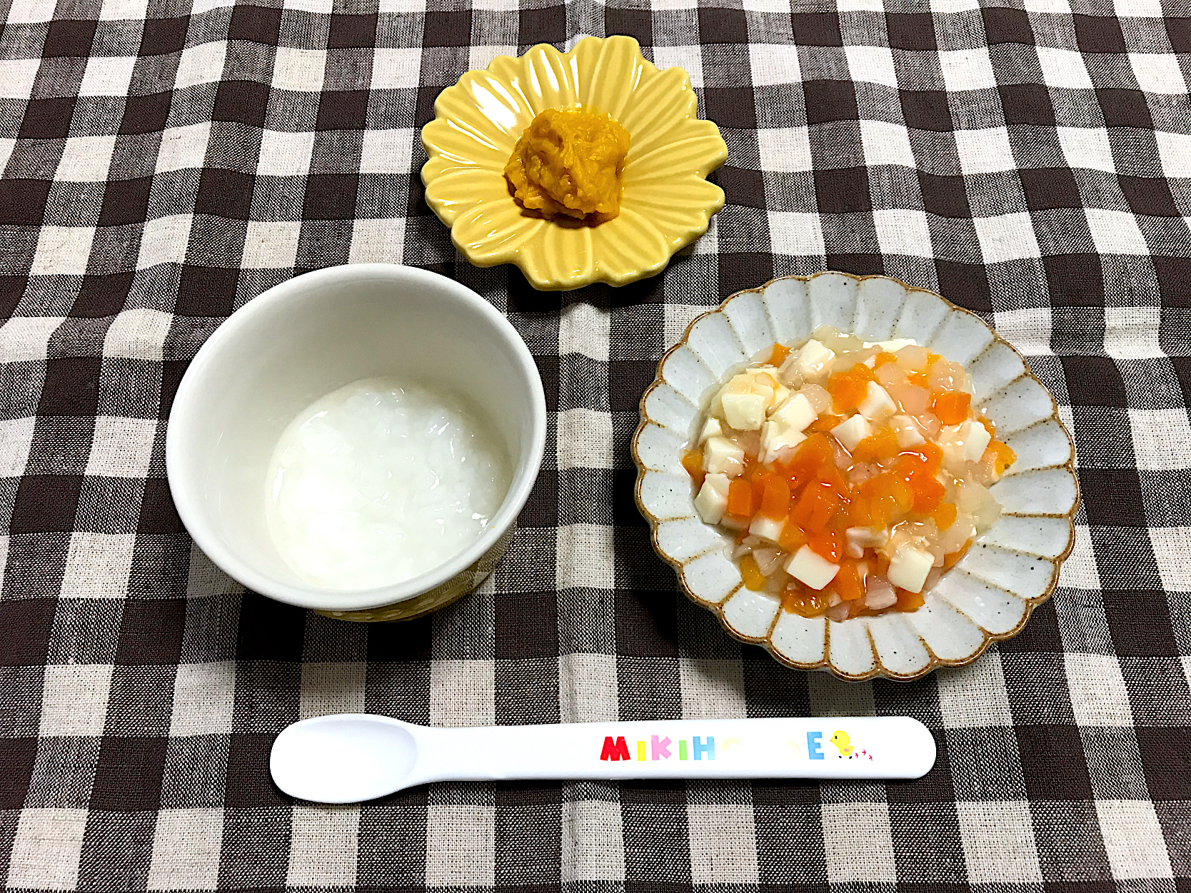 離乳食 大根とにんじんの豆腐あんかけ ツナとかぼちゃのサラダ 7倍がゆ Saya Snapdish スナップディッシュ Id Rvb0ta