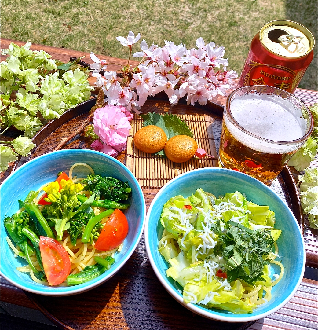 菜の花ペペロンと春キャベツとしらすと大葉の和風パスタでお一人様お花見 ナオミ Snapdish スナップディッシュ Id Dqxqma