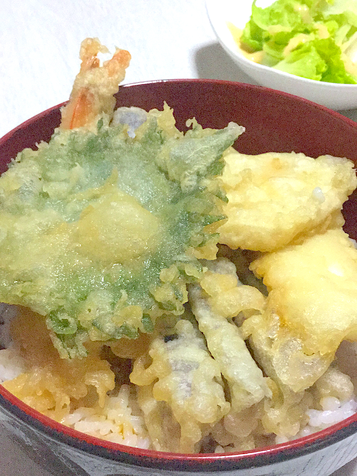 残りの天ぷらで天丼 ナス イカ レンコン 大葉 Aya Snapdish スナップディッシュ Id Wwgloa