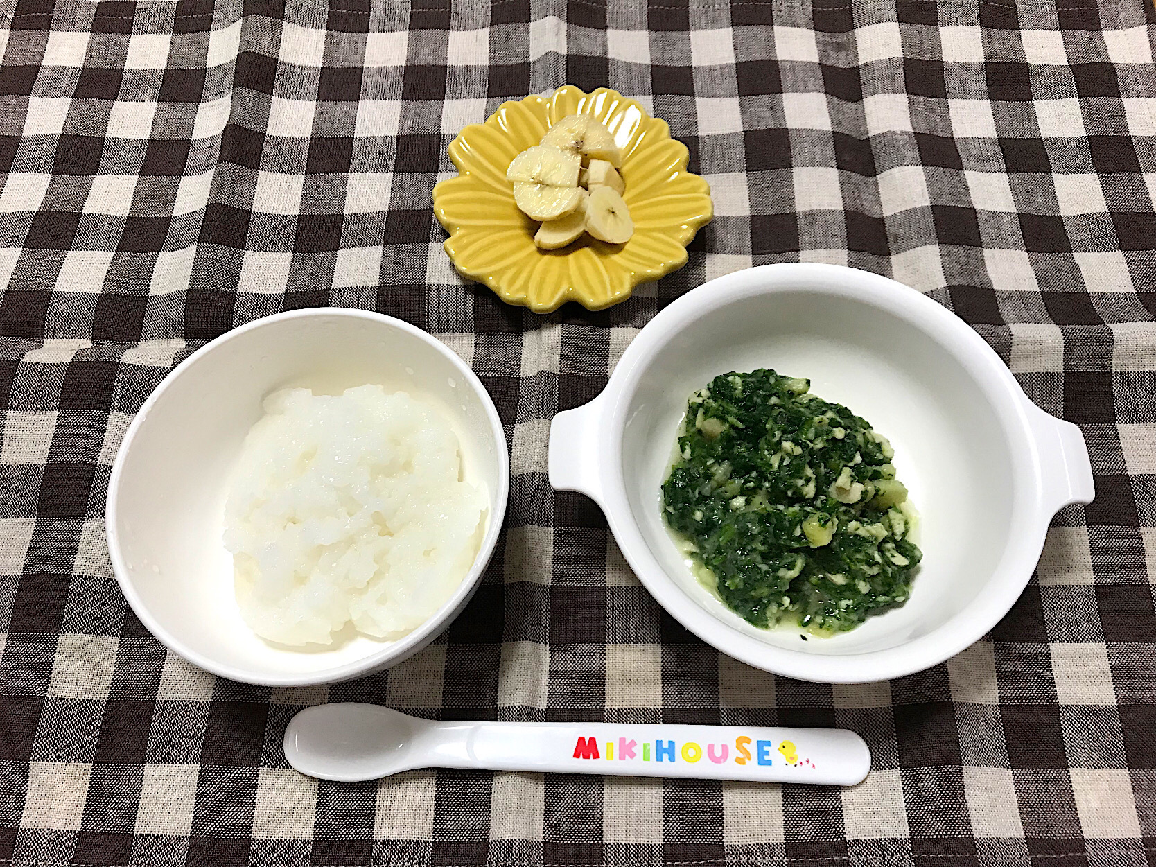 離乳食 ほうれん草とさつまいもとささみの和風あんかけ おかゆ バナナ Saya Snapdish スナップディッシュ Id Vcwe5a