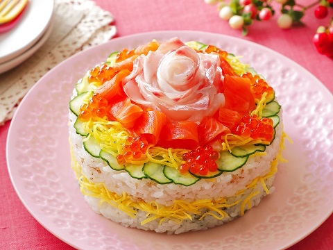 お花のお寿司ケーキ