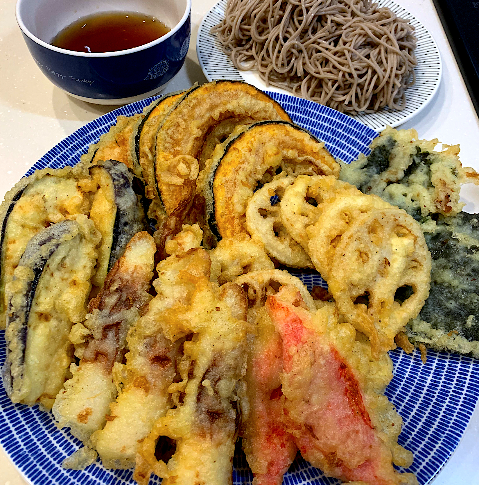 夜ご飯😄天ぷら、お蕎麦