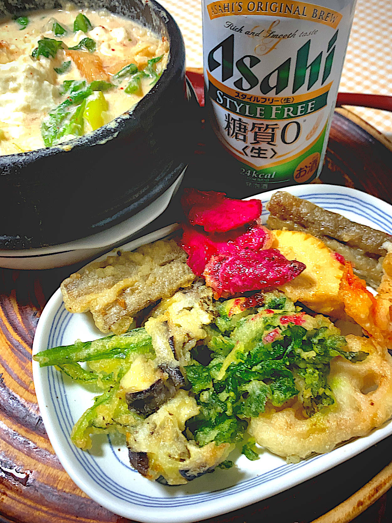 天ぷらと豆乳鍋