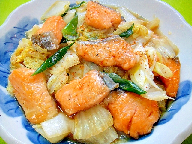 mint74さんの甘塩鮭と白菜の蒸し煮 #楽天レシピ