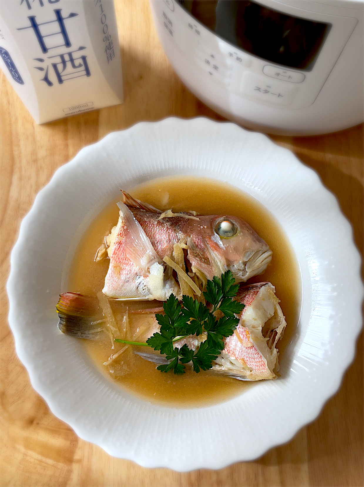 釣り魚🎣甘鯛の糀甘酒生姜スープ
