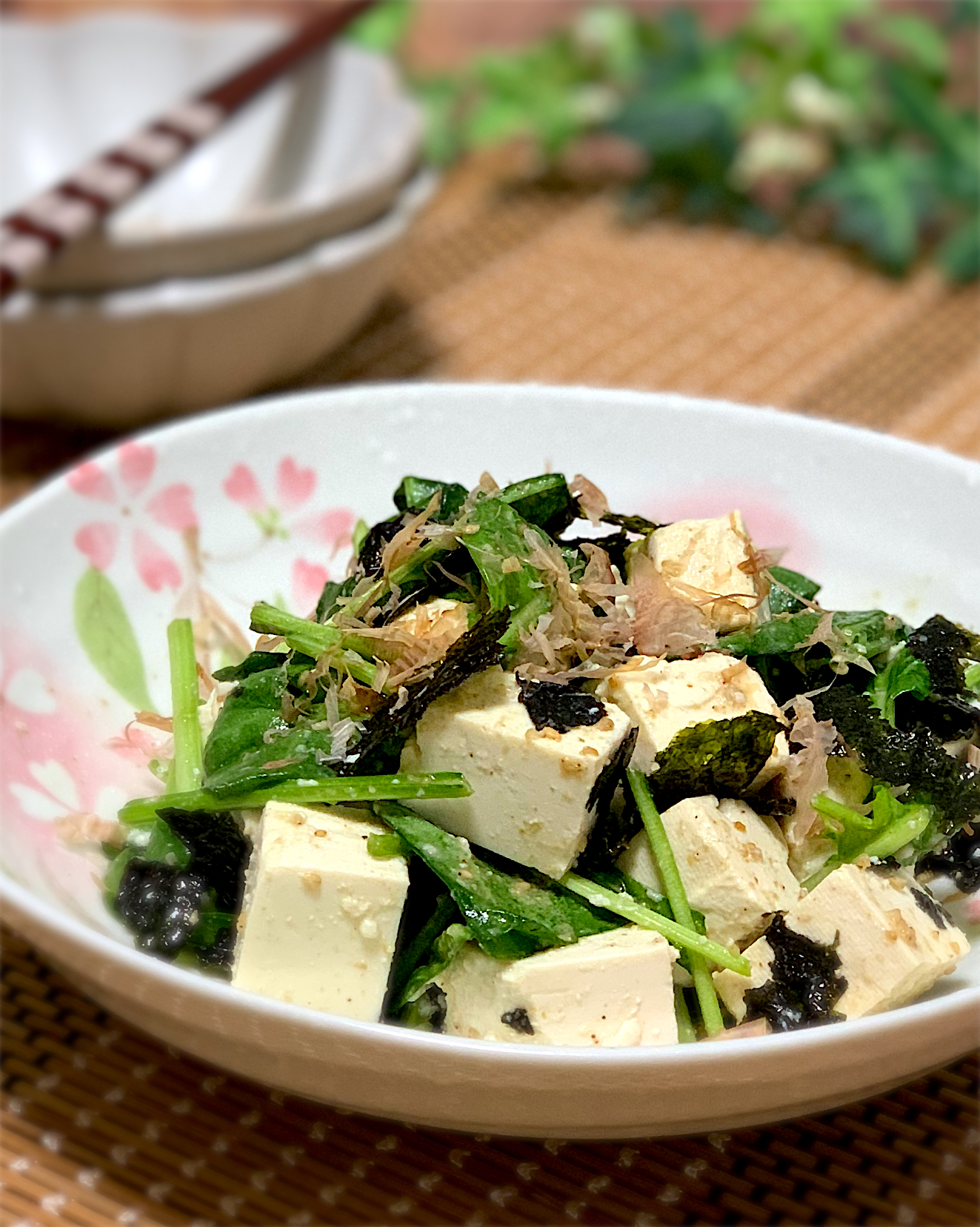 塩糀豆腐とほうれん草のサラダ