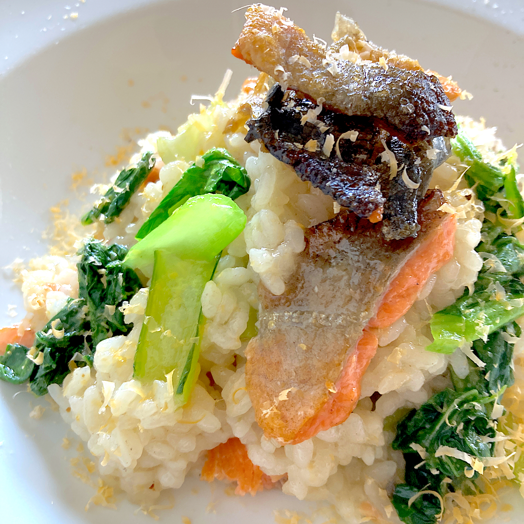 鮭と小松菜のリゾット