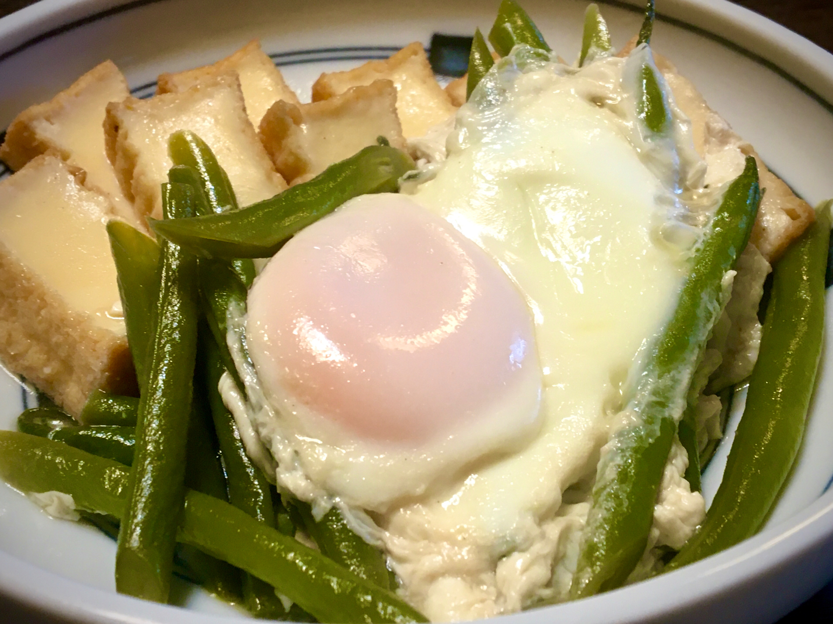 いんげん豆•厚揚げ煮物のすごもり卵