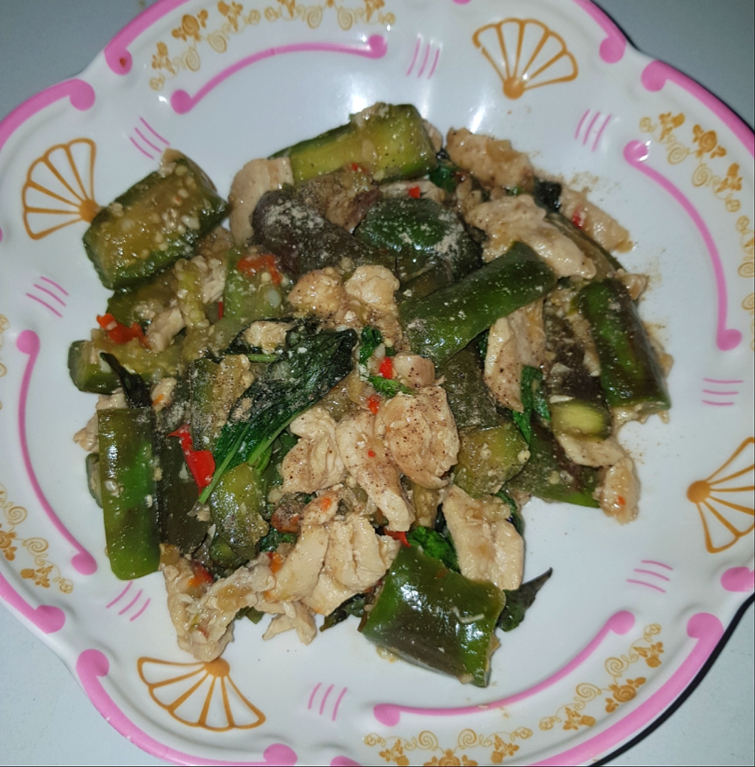 stir fry egg plant with chicken