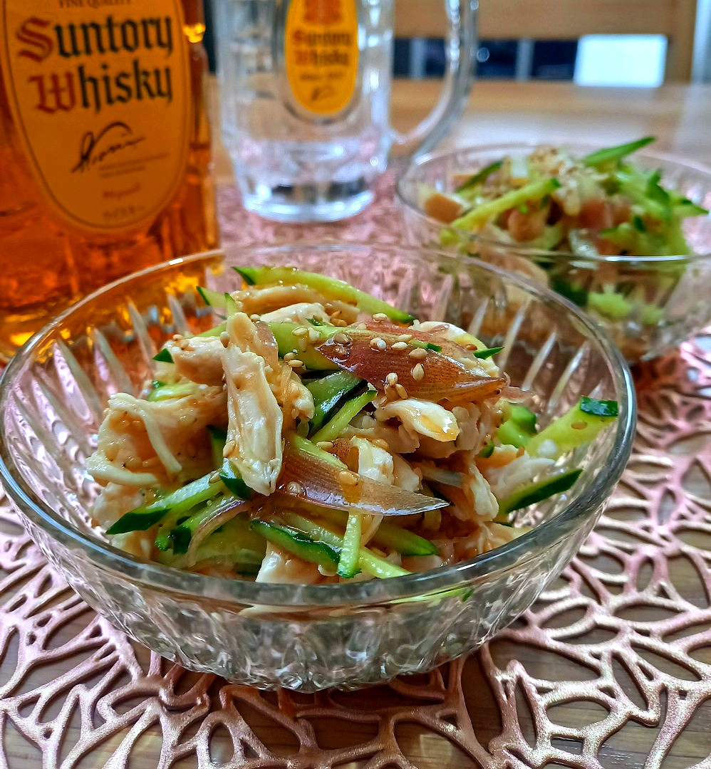 夏野菜とササミの中華風サラダ
