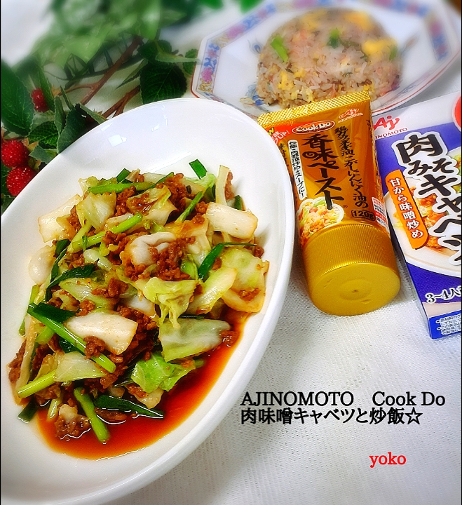 AJINOMOTO　肉味噌キャベツと炒飯です。
